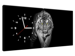 Moderný obraz s hodinami Tiger v tme