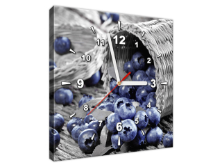 Moderný obraz s hodinami Rozsypané čučoriedky