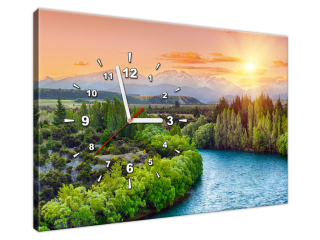 Obraz s hodinami rieka Clutha na Novom Zélande