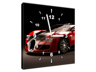 Moderný obraz na plátne s hodinami Červené Bugatti Veyron
