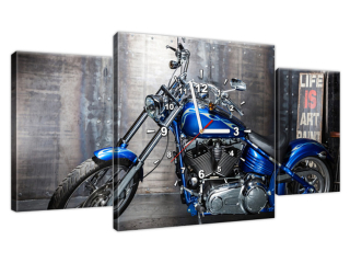 Obraz na stenu s hodinami Chromovaný motocykel