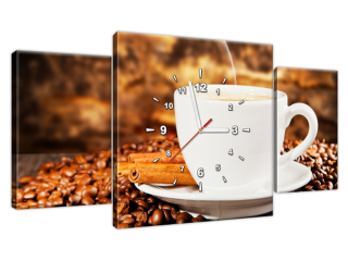Obraz do kuchyne s hodinami Vôňa kávy