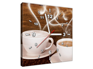 Štýlový obraz s hodinami Dve kávičky