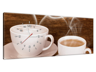 Štýlový obraz s hodinami Dve kávičky