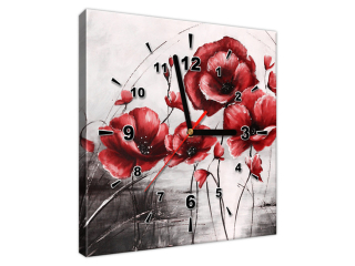 Obraz Červené maky s hodinami