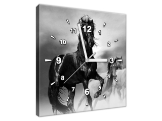 Obraz s hodinami do chodby Čierny kôň