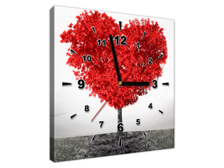 Obraz s hodinami na stenu Strom lásky red