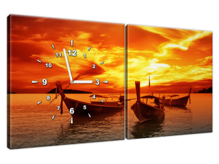 Luxusný obraz s hodinami Západ slnka nad Thajskom