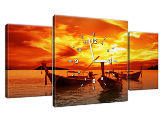 Luxusný obraz s hodinami Západ slnka nad Thajskom