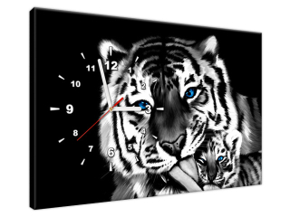 Obraz s hodinami na stenu Tigre