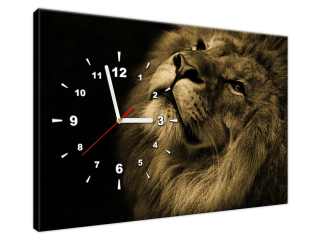 Moderný obraz s hodinami Zlatý lev