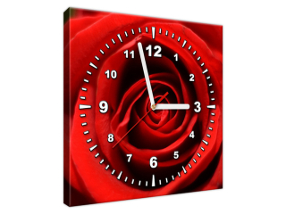 Moderný obraz s hodinami Kvet červenej ruže