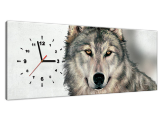 Moderný obraz s hodinami na stenu Vlk