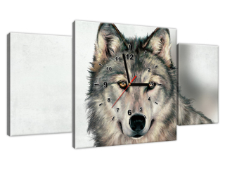 Moderný obraz s hodinami na stenu Vlk