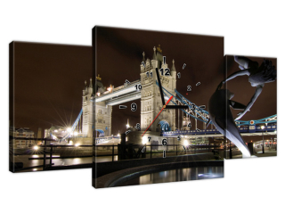 Štýlový obraz s hodinami Fontána pri Tower Bridge