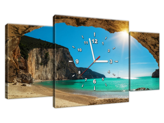 Obraz na plátne s hodinami pláž Porto Katsiki