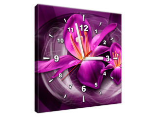 Obraz s hodinami Ružové kozmické kvety - Jakub Banas