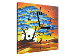 Obraz s hodinami Oddych pod modrým stromom