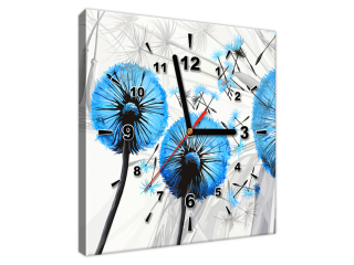 Moderný obraz s hodinami Modré púpavy