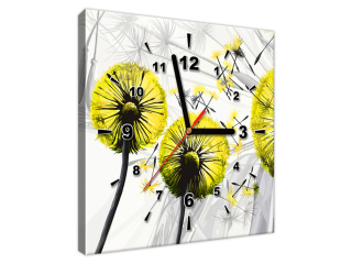 Obraz s hodinami Púpava v žltej farbe