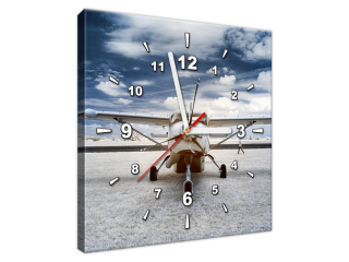 Štýlový obraz s hodinami Vrtuľové lietadlo