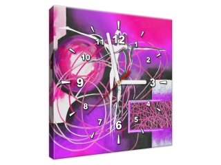 Obraz s hodinami Tancujúce postavy vo fialovej farbe