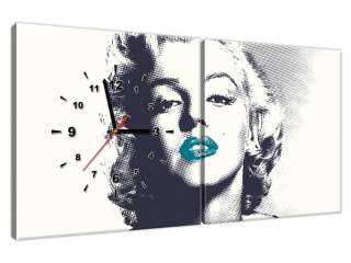Obraz s hodinami Marilyn Monroe tyrkysovými perami