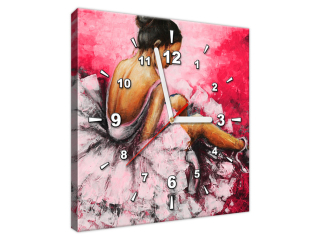 Moderný obraz s hodinami Balet v ružovej