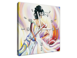 Obraz s hodinami Žena vo víre farieb