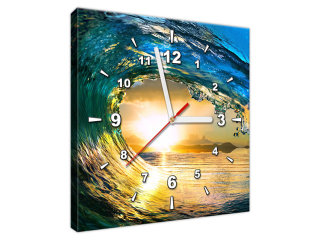 Obraz s hodinami Západ slnka v oku vlny