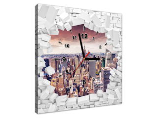 Luxusný obraz s hodinami Stena s výhľadom na mesto