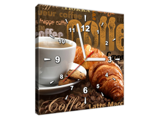 Obraz s hodinami na plátne Chutná káva