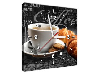Štýlový obraz s hodinami Čierna káva