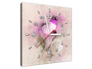 Obraz na plátne s hodinami Motýľ a ruža
