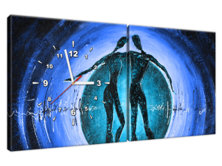 Obraz s hodinami Na tango je treba dvoch v modrom