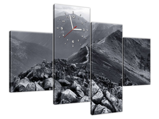 Moderný obraz s hodinami Horský výhľad
