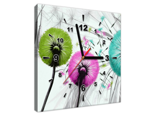 Štýlový obraz s hodinami Farebné púpavy