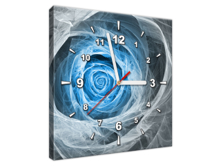 Moderný obraz s hodinami Modrá fraktálna ruža