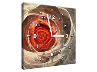 Fraktálna ruža v oranžovej Obraz s hodinami
