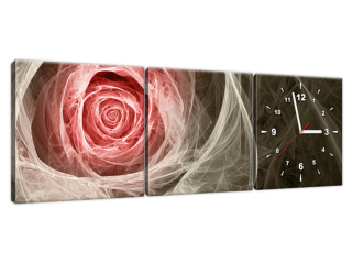 Fraktálna ruža koral - Obraz s hodinami