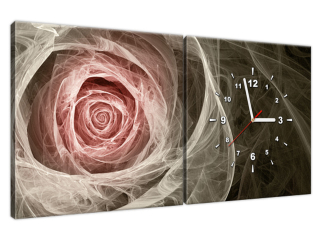 Obraz s hodinami Fraktálna ruža