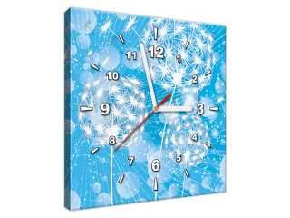 Obraz s hodinami Púpavy na abstraktnom modrom pozadí