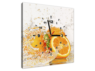 Obraz na plátne s hodinami Pomaranč vo vode