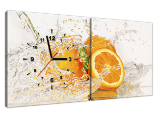 Obraz na plátne s hodinami Pomaranč vo vode