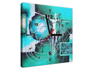 Obraz s hodinami Tancujúce figúrky v modrom
