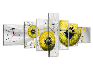 Žlté púpavy 3 Obraz s hodinami