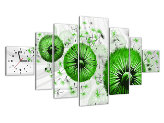 Zelené púpavy 4 Obraz s hodinami