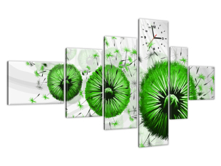 Zelené púpavy 5 Obraz s hodinami