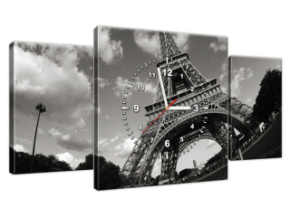 Moderný obraz s hodinami Paríž Eiffelova veža