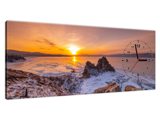 Západ slnka nad Bajkalom Obraz s hodinami
